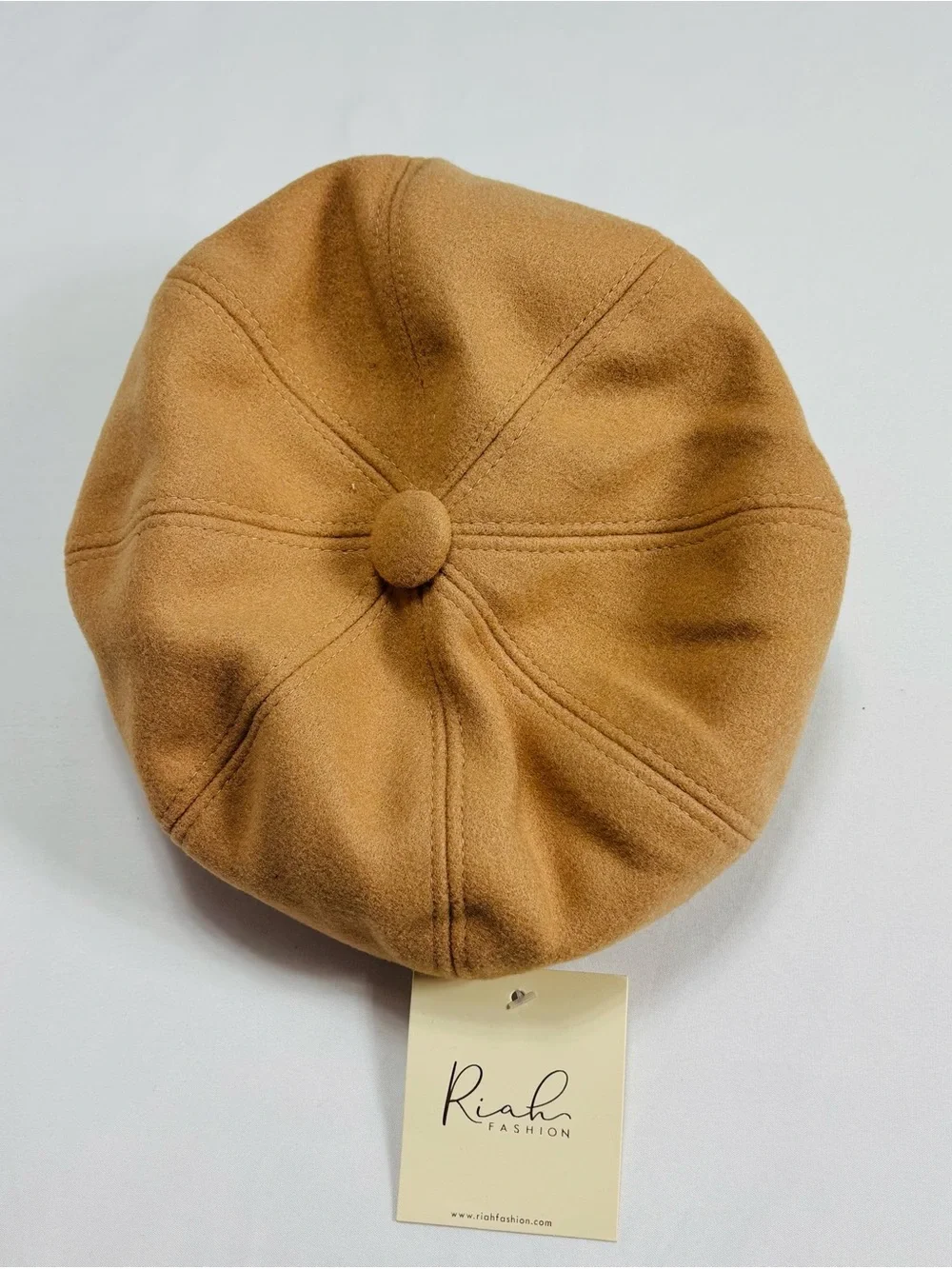 Wool Blend Tan Baker Boy Cap - Unbranded H033